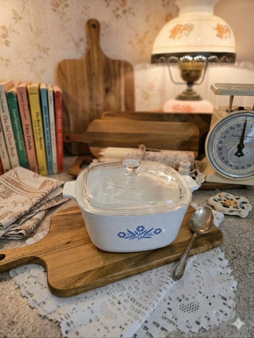 Vintage 60s Corning Ware Blue Cornflower 7-Cup Casserole Dish & Lid Made in 🇨🇦